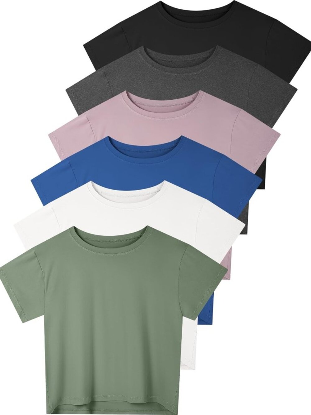 Women's Athletic Crop Top 4/6 Pack - Short Sleeve, Loose Fit, Workout Essential